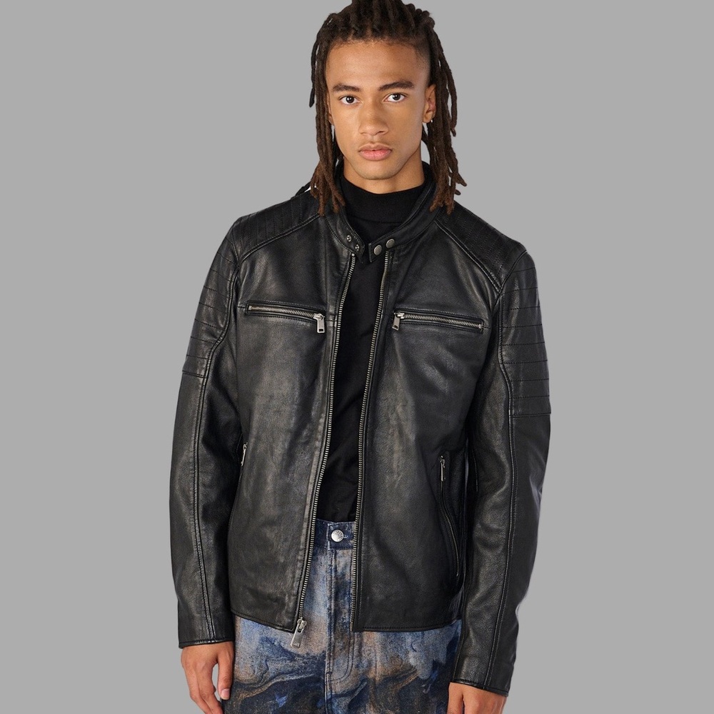 WILSONS LEATHER Lance leather moto jacket - Picture 1 of 13